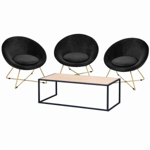 Ensemble table QUADRUM + fauteuils HOBBY NOIR