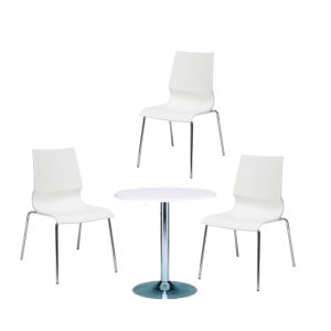 Ensemble table TREVISE CHROME + chaises Richer